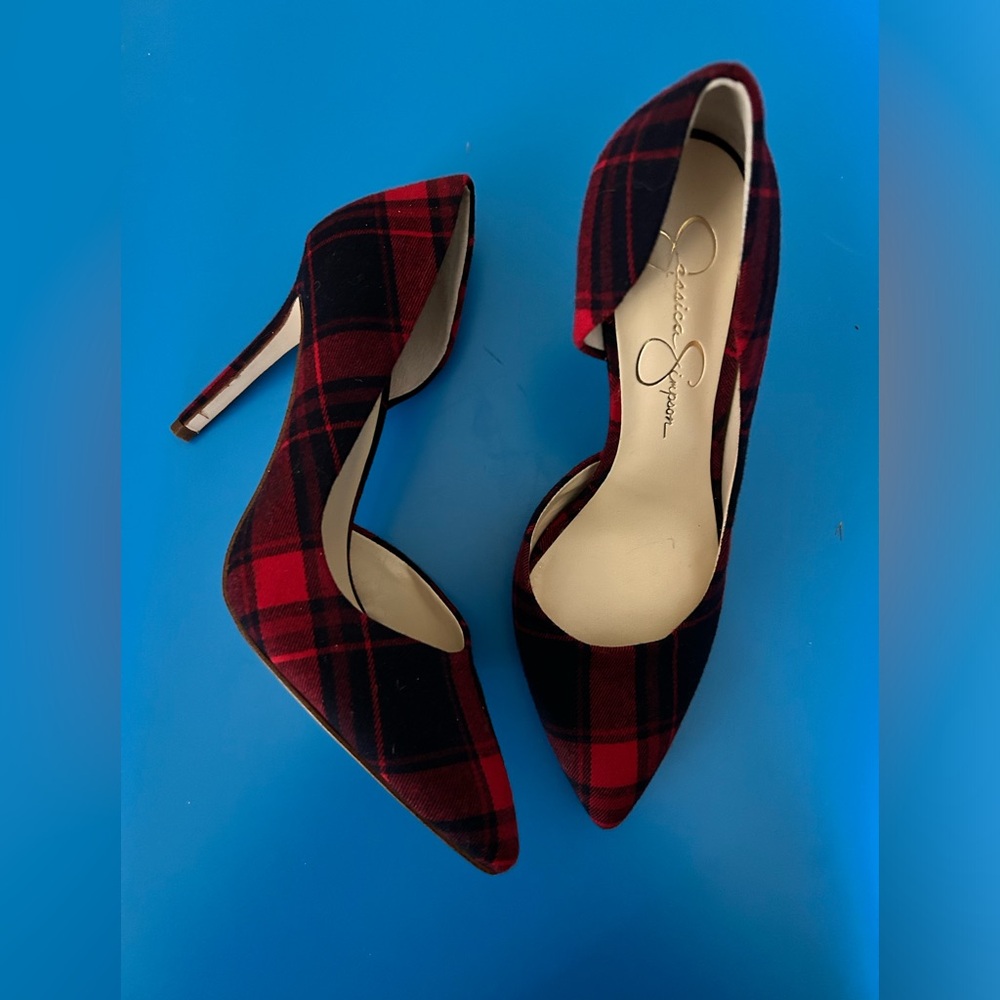 Jessica Simpson Plaid Heels, Size 9